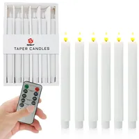SSY LED-Stumpenkerzen 6er-Set mit Fernbedienung – Weiß für Partys zu Hause, Weihnachtsdeko, sichere Kerzen, Echtwachsschirme, Spirale | Blinkend oder Dauerlicht