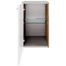 Fackelmann Waschbeckenunterschrank Verona 35 x 57,5 cm Weiß Hochglanz/Nussbaum