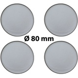 4 x Ø 80 mm Polymere Aufkleber / Silber-Optik / Nabenkappen, Felgendeckel