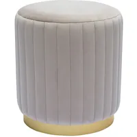Miliboo Runder Samt-Hocker in Taupe und Gold-Metall D40 cm