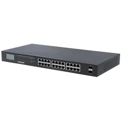 Intellinet 24-Port Gigabit Ethernet PoE+ Switch with 2 SFP Ports, LCD Display, I