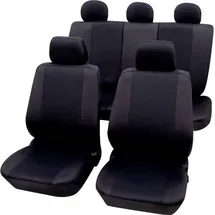 PETEX Sydney Sitzbezug 11teilig Polyester Schwarz Fahrersitz, Beifahrersitz, Rücksitz