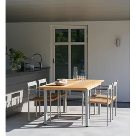 Brafab Gartenesstisch Lyon aus Aluminium und Teak, modern, ausziehbar, hellgrau-natur, für 8-10 Personen