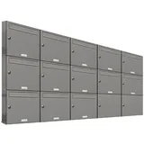 AL Briefkastensysteme 13er Premium Briefkasten Aluminiumgrau inkl. Zeitungsfach