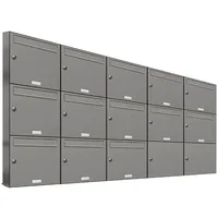 AL Briefkastensysteme 13er Premium Briefkasten Aluminiumgrau inkl. Zeitungsfach
