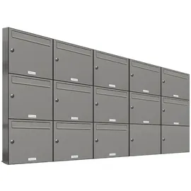 AL Briefkastensysteme 13er Premium Briefkasten Aluminiumgrau inkl. Zeitungsfach
