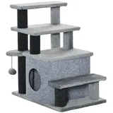Elegear Kratzbaum 63,5x43x60cm Tiertreppe Katzentreppe mit 4 Stufen Grau, Katzentreppe für Katzen und Hunde, ideal für Senioren & kleine Tiere grau