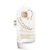 ZXTRYBHD Runder Vogelkäfig aus Metall, Stabiles und Belüftetes Käfig Vogel für Unzertrennliche, Wellensittiche, Wellensittich Käfig für Drinnen und Draußen(White)