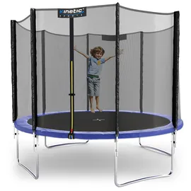 Kinetic Sports Trampolin Outdoor SALTO Ø 183/244/305/366/400/430/490 cm - Kindertrampolin Set mit Leiter, Netz, Randpolster, USA Sprungtuch - bis zu 160kg Blau Ø 305 cm Ø 305 cm, Blau