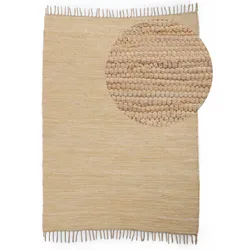 Teppich HOME AFFAIRE "Handweb Uni, Wendeteppich", beige (natur), B:160cm H:5mm L:230cm, Baumwolle, Teppiche, Fransenteppich, Fleckerlteppich, reine Baumwolle, handgewebt, Uni, mit Fransen