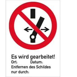 Aufkleber Schalten verboten Es wird gearbeitet! ISO 7010,Kombischild,Magnetfolie,210x297mm