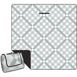 ONCCI Picknickdecke wasserdichte XXL Strandmatte Sandfrei Outdoor Picknickdecke Campingdecke Faltbare Waschbar für Picknick, Strand, Camping 200 * 200cm (Gitter-Grau)