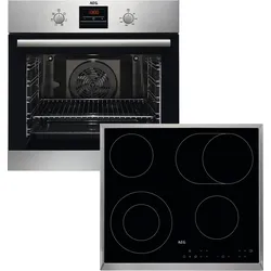 AEG Backofen-Set "TEAMHHB", A (A+++-D), grau (edelstahl), Herdsets, Wasserdampfreinigung des Backofens, Grill, Keramikkochfeld mit Touch