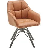 Livetastic Armlehnstuhl, Braun, Schwarz, Metall, Textil, Drehkreuz, 58.5x82.5x54.5 cm, Sitzfläche 360° drehbar, Esszimmer, Stühle, Esszimmerstühle, Armlehnenstühle