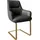 DeLife Freischwinger Zelia-Flex mit Armlehnen Echt-Leder Schwarz Freischwinger flach Gold Taschenfederkern,