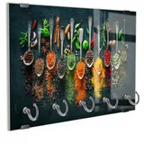 DEQORI Schlüsselbrett 'Aromatisches Mosaik', (1 St), Schlüsselhalter Schlüssel Haken Schlüsselboard modern Schlüsselleiste bunt|schwarz