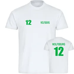 multifanshop Herren T-Shirt - Wolfsburg - Trikot Nummer 12 - Druck grün - Männer