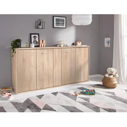 Schrankbett PRIESS "Oregon", braun (struktureichefarben hell), H:102cm, Schrankbetten, wahlweise mit LED-Beleuchtung