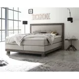 Hasena Chicago Boxspringbett 140-180 cm Hellgrau, Liegefläche:160 x 200 cm, Topper:Agrea-Topper - Hellgrau