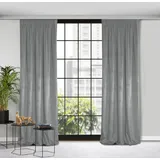 Eurofirany Design91 Vorhang Samtvorhänge 140x270 cm 135x300 cm (1 St), Kräuselband, blickdicht, Samt, Wohnzimmer Tunnelzug silberfarben 140 cm x 270 cm