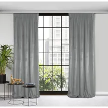 Eurofirany Design91 Vorhang Samtvorhänge 140x270 cm 135x300 cm (1 St), Kräuselband, blickdicht, Samt, Wohnzimmer Tunnelzug silberfarben 140 cm x 270 cm