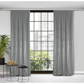 Eurofirany Design91 Vorhang Samtvorhänge 140x270 cm 135x300 cm (1 St), Kräuselband, blickdicht, Samt, Wohnzimmer Tunnelzug silberfarben 140 cm x 270 cm