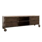 Massivmoebel24 Industrial TV-Board m. Rollen TV Lowboard used look Mango Eisen170x60 braun