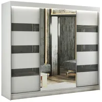 Altdecor Kleiderschrank, Weiß, Grau, Holzwerkstoff, 250x215x61 cm Schlafzimmer, Kleiderschränke