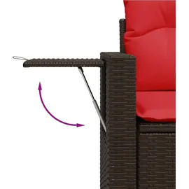 vidaXL Gartensofa-Set mit Kissen, braun, Polyrattan