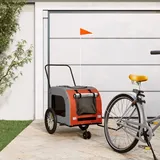 Runheo Fahrradanhänger Hunde Orange und Grau aus Oxford-Gewebe und Eisen, faltbar mit Netzfenstern, Belüftung, 63x121x65 cm, klappbar, 45 kg Traglast, ideal für Transport, Joggen, Outdoor