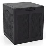 GIANTEX 145 L Auflagenbox, Gartenbox mit abschließbarem Deckel, Kissenbox aus Kunststoff, Outdoor Aufbewahrungsbox für Gartenmöbelauflagen, Gartengeräte & Poolzubehör (Braun)
