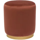 miliboo Runder Samt-Pouf in Ziegelrot und goldenem Metall D40 cm amaya