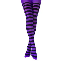 Ringelstrumpfhose, violett/schwarz