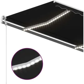 vidaXL Markise Manuell Einziehbar mit LED 4x3,5 m Anthrazit