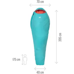 Millet Schlafsack Baikal 750 W (2-Jahreszeiten-Schlafsack, Gauche) - Reissverschlussöffnung links - hellblau