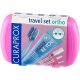 Curaprox Travel Set Ortho pink, travel toothbrush, interdental brush, toothpaste 10ml, travel box