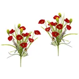 MY HOME Künstliche Mohnblume Mohnblumenbusch Mohn Mohnbusch Mohn Bouquet Kunstblumen Strauß Seidenblumenstrauß Blumenstrauß Blumenbouquet unechte Blumen Pflanzen Mohnblumen Zuhause Grab Hochzeit Dekoration