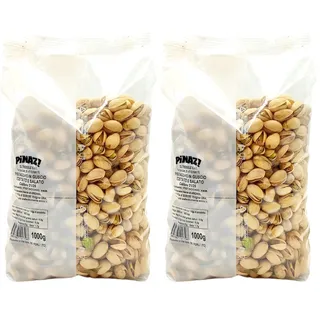Oltresole - Geröstete und gesalzene Pistazien mit Schale 1 Kg - salziger Snack ideal für Aperitifs und Partys, ausgewählte Nüsse in der Schale (Packung mit 2)