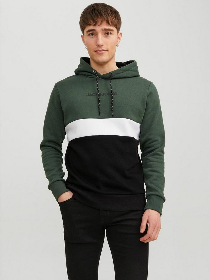 Jack & Jones Hoodie Kapuzenpullover mit Print Design Sweater Hoodie JJEREID 6524 in Grün grün M