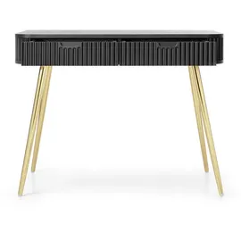 Deine Möbel 24 Schminktisch, Schwarz, Gold, Holzwerkstoff, 2 Schubladen, 103x80x49 cm, Wohnzimmer, Wohnzimmertische, Konsolentische