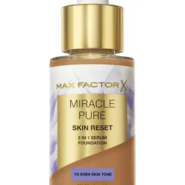 Max Factor Miracle Pure Skin Reset Foundation 2-in-1 Serum und flüssige Foundation, natürliche Deckkraft mit mattem Finish, Reset-Komplex, Fb. 80-85 Medium