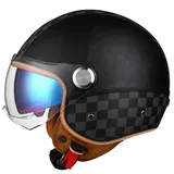 Motorradhelm Rollerhelm Retro Helm Motorrad Mit Doppelbrille Herausnehmbares Futter Chopper Helm Mit ECE Zulassung Motorradhelm Halbschale Für Erwachsener Herren Damen