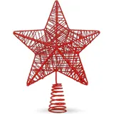 TK Gruppe Timo Klingler Baumspitze rot Stern - Christbaumspitze Baumspitze Spitze Aufstecker für Tannenbaum Tannenbaumspitze Weihnachtsbaum Weihnachten