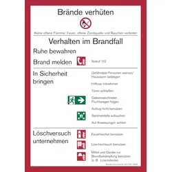Aushang, Brandschutzordnung Teil A gem. DIN 14096 - Gebäude ohne Brandmeldeanlage - 210x297x1.5 mm Kunststoff