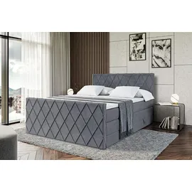 altdecor Boxspringbett mit Matratze und Lattenrost - LEPARO -Z KING - 160x200 cm - Dunkelgrau Samt - Topper, Fußteil, Polsterbett mit Bettkasten, ... - Dunkelgrau