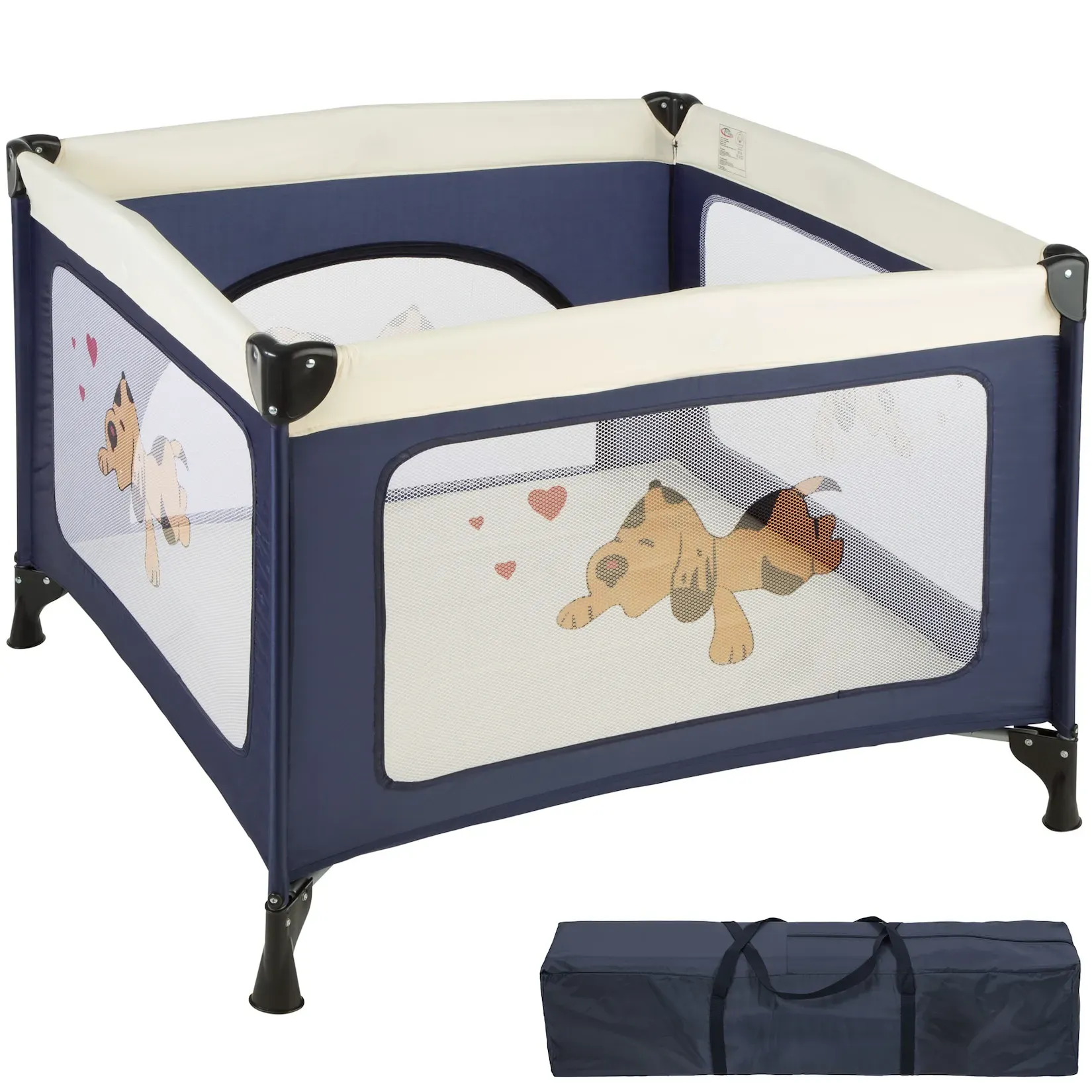 tectake® Baby Laufstall, stabil und kompakt faltbar, mit atmungsaktivem Mesh-Gewebe, 105 x 105 x 78 cm