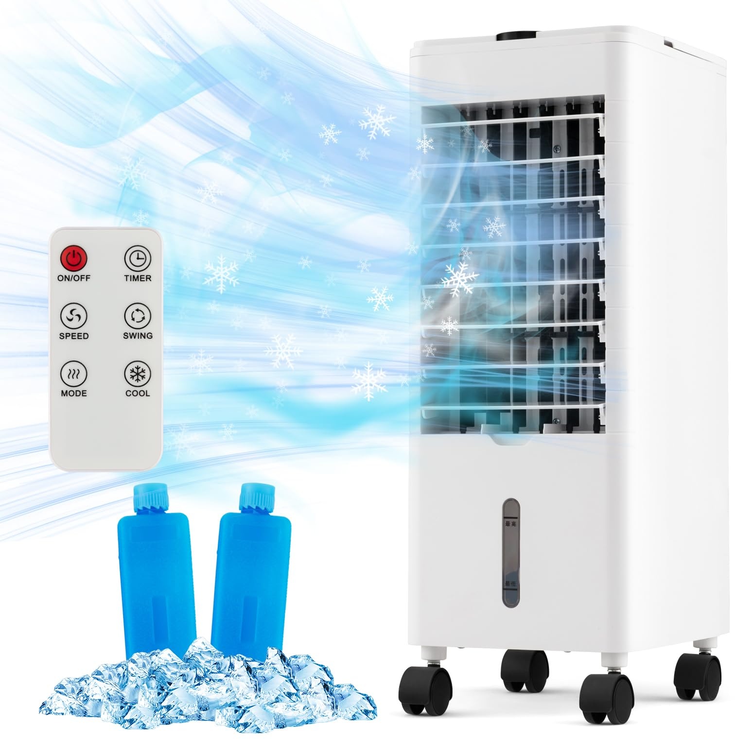 COSTWAY Klimaanlage ohne abluftschlauch, 3 in 1 Luftkühler & Ventilator & Luftbefeuchter, Klimagerät mobil mit 3 Modi, 12H Timer, 2,8L doppeltem Wassertank, 2 Kühlakkus & Fernbedienung(weiß)