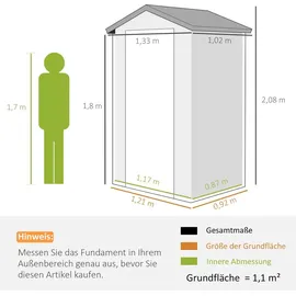 Outsunny Gerätehaus 1,1 m2 1,02 x 1,33 m Dunkelgrau