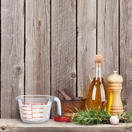 Relaxdays Messbecher Glas, 1 Liter, hitzebeständig, mikrowellengeeignet, Skala in ml, Cups, oz, Litermaß, transparent