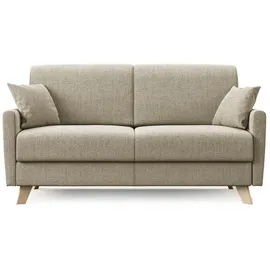 divani.store Edgar Schlafsofa, Aus Wasserfestem Felis Stoff T03 160 cm, (mat. 120x197) Beige,